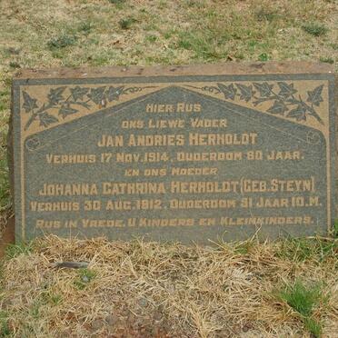 HERHOLDT Jan Andries -1914 &amp; Johanna Cathrina STEYN -1912