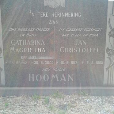 HOOMAN Jan Christoffel 1912-1985 &amp; Catharina Magrietha NEL 1912-2000