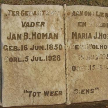 HOMAN Jan B. 1850-1928 &amp; Maria J. WOLHOUTEN 1850-1933