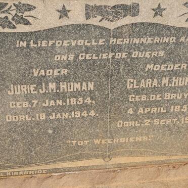 HUMAN Jurie J.M. 1854-1944 &amp; Clara M. DE BRUYN 1854-1942