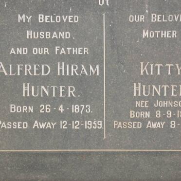 HUNTER Alfred Hiram 1873-1959 &amp; Kitty JOHNSON 1886-1966