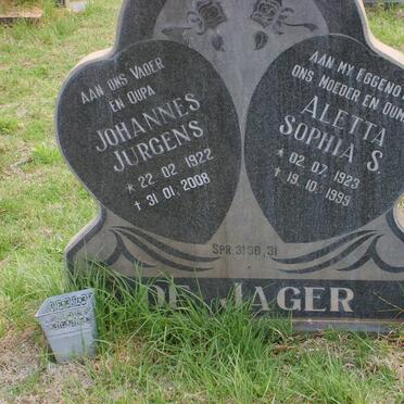 JAGER Johannes Jurgens, de 1922-2008 &amp; Aletta Sophia S. 1923-1999