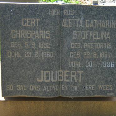 JOUBERT Gert Chrisparis 1892-1960 &amp; Aletta Catharina Stoffelina PRETORIUS 1897-1986
