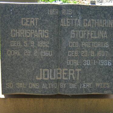 JOUBERT Gert Chrisparis 1892-1960 &amp; Aletta Catharina Stoffelina PRETORIUS 1897-1986