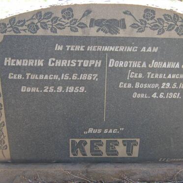 KEET Hendrik Christoph 1867-1959 &amp; Dorothea Johanna Jacoba TERBLANCHE 1878-1961