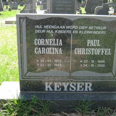 KEYSER Paul Christoffel 1946-2005 &amp; Cornelia Carolina 1951-1989