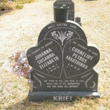 KRIEL Cornelius Petrus Marthinus 1960- &amp; Johanna Susanna Elizabeth 1956-1996