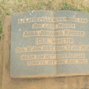 KRUGER Anna Johanna nee VORSTER 1883-1930