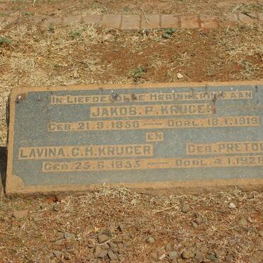 KRUGER Jakob P. 1850-1919 &amp; Lavina C.H. PRETORIUS 1853-1928