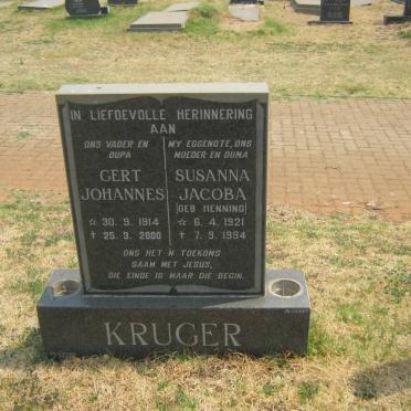 KRUGER Gert Johannes 1914-2000 &amp; Susanna Jacoba HENNING 1921-1994