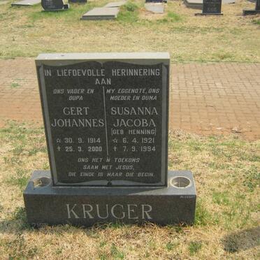 KRUGER Gert Johannes 1914-2000 &amp; Susanna Jacoba HENNING 1921-1994