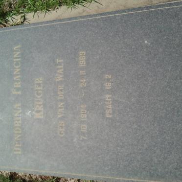 KRUGER Hendrina Francina nee VAN DER WALT 1904-1989