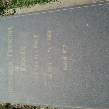 KRUGER Hendrina Francina nee VAN DER WALT 1904-1989