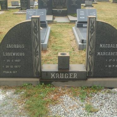 KRUGER Jacobus Lodewicus 1907-1977 &amp; Magdalena Margaretha S. 1919-2000