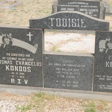 KONDOS Cosmas Evangelos 1920-1975 &amp; Tooisie 1926-1992 :: KONDOS Tony 1966-1985
