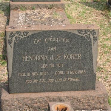 KOKER Hendrina J., de nee DU TOIT 1887-1962