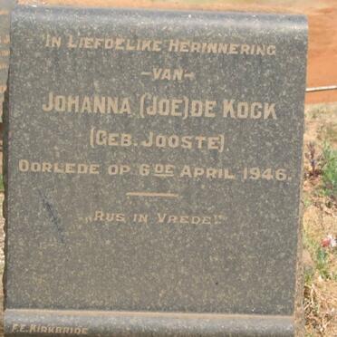 KOCK Johanna, de nee JOOSTE -1946