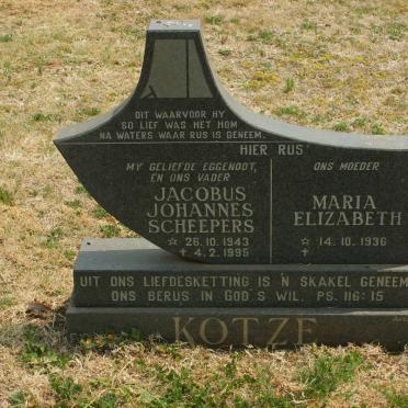KOTZE Jacobus Johannes Scheepers 1943-1995 &amp; Maria Elizabeth 1936-