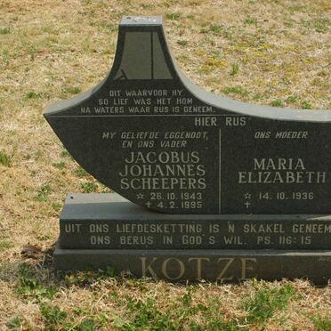 KOTZE Jacobus Johannes Scheepers 1943-1995 &amp; Maria Elizabeth 1936-