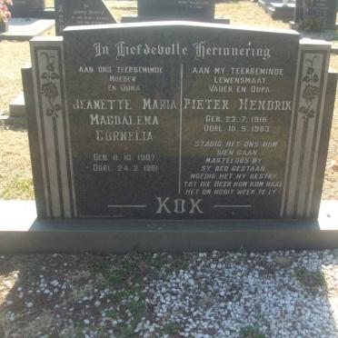 KOK Pieter Hendrik 1916-1983 &amp; Jeanette Maria Magdalena Cornelia 1907-1991