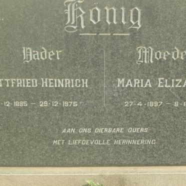 KÖNIG Gottfried Heinrich 1895-1975 &amp; Maria Elizabeth 1897-1973