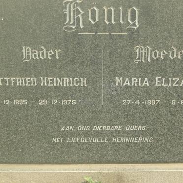 KÖNIG Gottfried Heinrich 1895-1975 &amp; Maria Elizabeth 1897-1973