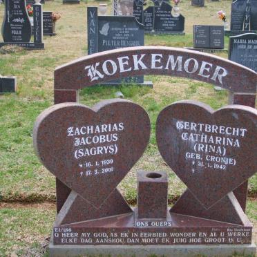 KOEKEMOER Zacharias Jacobus 1939-2001 &amp; Gertbrecht Catharina CRONJE 1942-