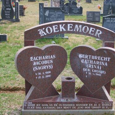 KOEKEMOER Zacharias Jacobus 1939-2001 &amp; Gertbrecht Catharina CRONJE 1942-