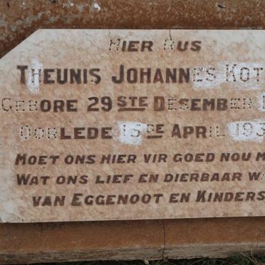 KOTZE Theunis Johannes 1858-1930