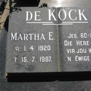 KOCK Christiaan L., de 1929-2009 &amp; Martha E. 1920-1987