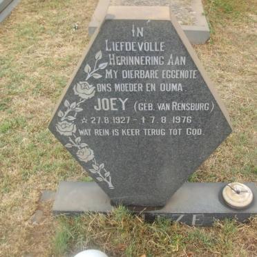 KOTZE Joey nee VAN RENSBURG 1927-1976