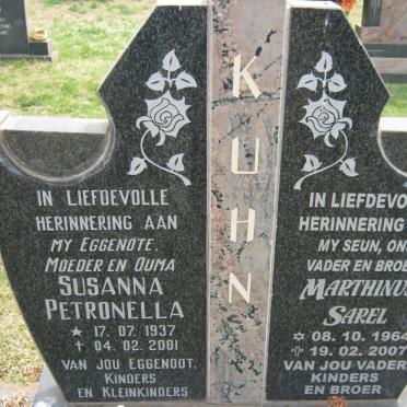 KUHN Marthinus Sarel 1964-2007 &amp; Susanna Petronella 1937-2001