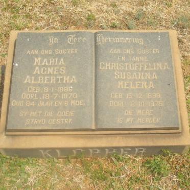 KLOPPER Maria Agnes Albertha 1886-1970 :: KLOPPER Christoffelina Susanna Helena 1899-1976