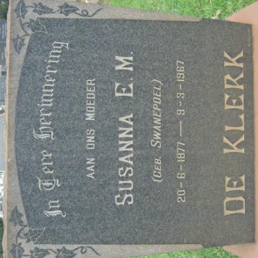 KLERK Susanna E.M., de nee SWANEPOEL 1877-1967
