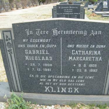 KLINCK Gabriël Nicolaas 1908-1981 &amp; Catharina Margaretha 1908-1992