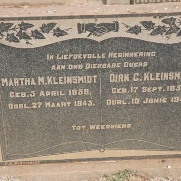 KLEINSMIDT Dirk C. 1859-1946 &amp; Martha M. 1859-1943