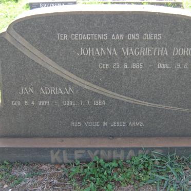 KLEYNHANS Jan Adriaan 1889-1964 &amp; Johanna Magrietha Dorothea 1885-1972