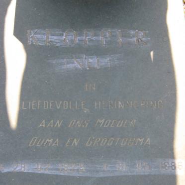 KLOPPER Susanna Magritha Alida nee NEL 1925-1986