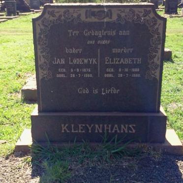 KLEYNHANS Jan Lodewyk 1875-1960 &amp; Elizabeth 1888-1960