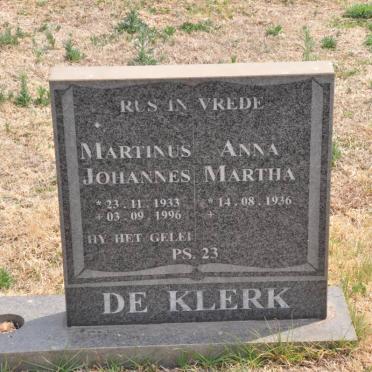 KLERK Martinus Johannes, de 1933-1996 &amp; Anna Martha 1936-