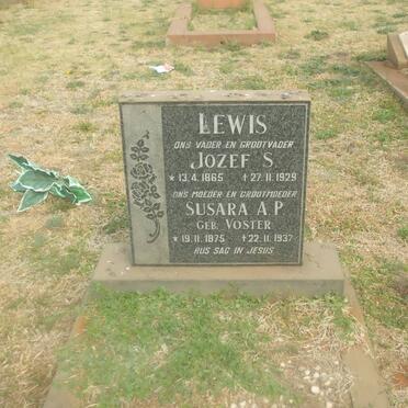 LEWIS Jozef S. 1865-1929 &amp; Susara A.P. VOSTER 1875-1937