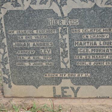 LEY Johan Andries 1877-1941 &amp; Martha Louisa MURRAY 1876-1959