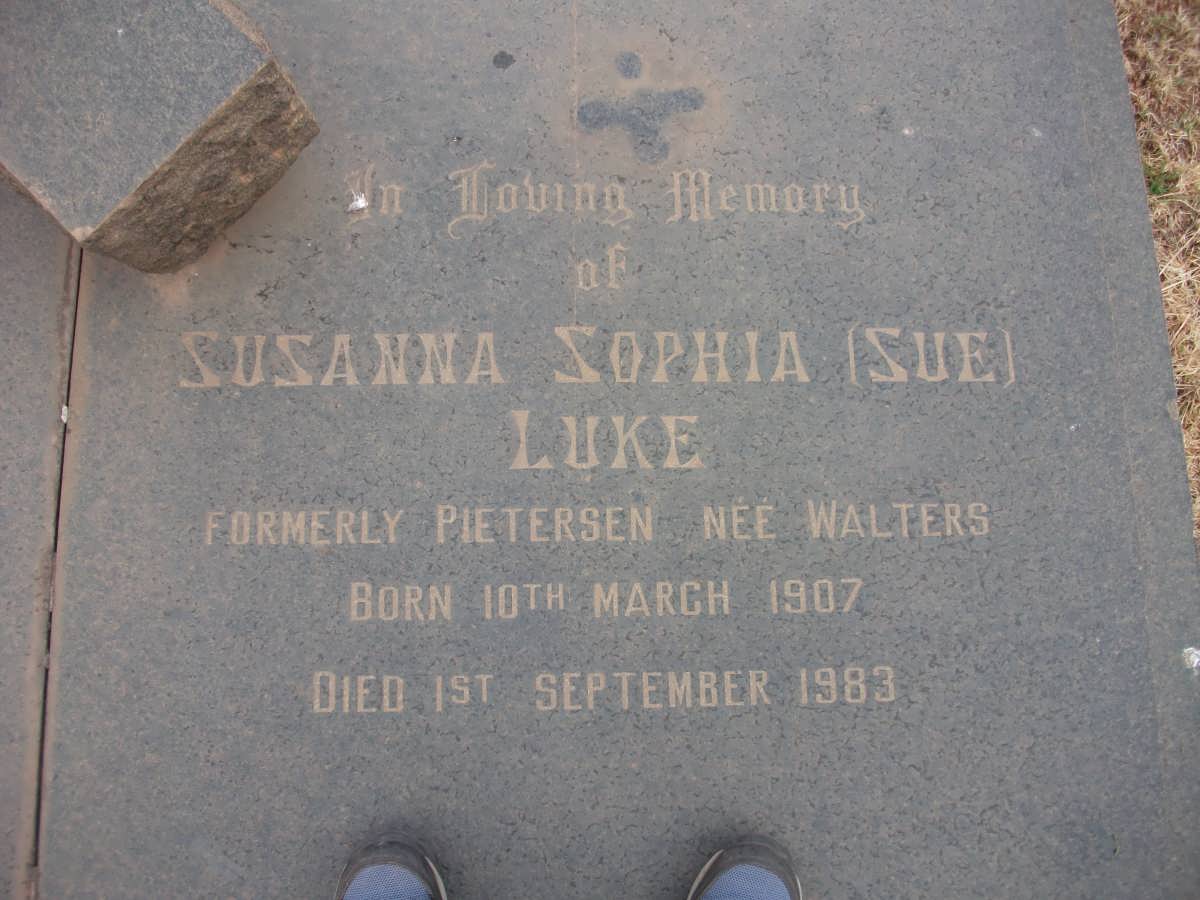 LUKE Susanna Sophia formerly PIETERSEN nee WALTERS 1907-1983