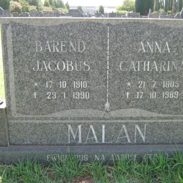 MALAN Barend Jacobus 1910-1990 &amp; Anna Catharina 1905-1989