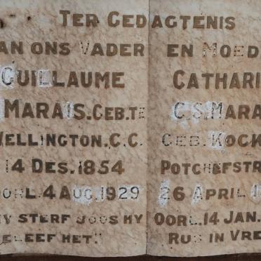 MARAIS Guillaume F. 1854-1929 &amp; Catharina C.S.M. KOCK 1863-1930