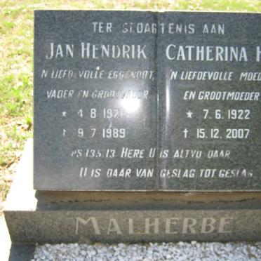 MALHERBE Jan Hendrik 1920-1989 &amp; Catherina H.E. 1922-2007