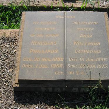 MALAN Hercules Phillipus 1882-1960 &amp; Anna Willemina Catharina 1886-1975