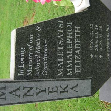 MANYEKA Maletsatsi Mmalephoi Elizabeth 1930-2009