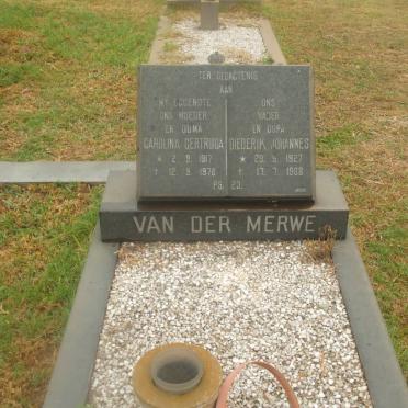 MERWE Diederik Johannes, van der 1927-1988 &amp; Carolina Gertruida 1917-1978
