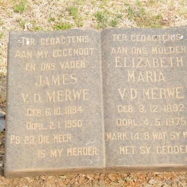 MERWE James, v.d. 1894-1950 &amp; Elizabeth Maria 1892-1975